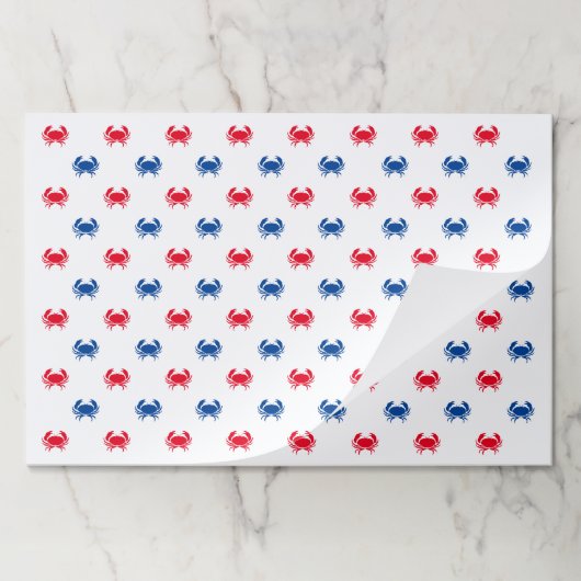 愛国赤白と青のカニ模様ランチョンマット ペーパーパッド (折り畳み)
