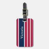 愛国赤白と青のストライプテンプレート ラゲッジタグ (正面縦)