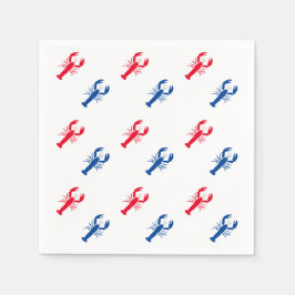 愛国赤白と青のロブスターパターン紙 スタンダードカクテルナプキン