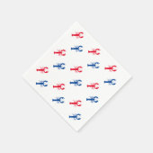 愛国赤白と青のロブスターパターン紙 スタンダードカクテルナプキン (角)