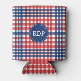 愛国赤白と青の格子模様カスタム 缶クーラー