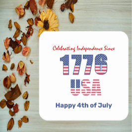 愛国赤白と青7月4日 スクエアペーパーコースター