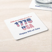 愛国赤白と青7月4日 スクエアペーパーコースター (アングル)