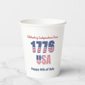 愛国赤白と青7月4日 紙コップ (裏面)