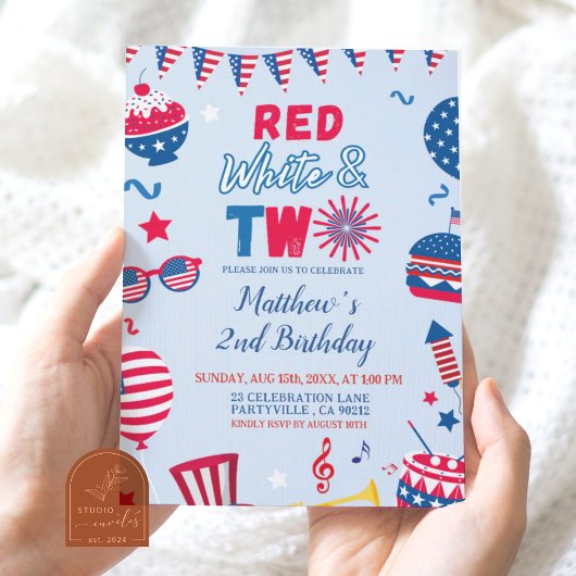 愛国赤白と2つの誕生日招待状 招待状