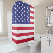 愛国赤白青アメリカ国旗 シャワーカーテン (インサイチュ)