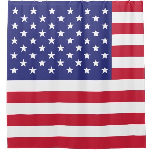 愛国赤白青アメリカ国旗 シャワーカーテン (正面)