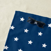 愛国赤白青スターズ名前をカスタムする ビーチタオル (インサイチュ)