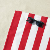 愛国赤白青ストライプ名前をカスタムする ビーチタオル (インサイチュ)