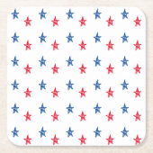 愛国赤白青手描き星かわいい スクエアペーパーコースター (正面)