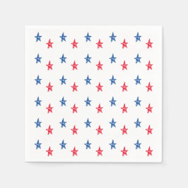 愛国赤白青手描き星かわいい スタンダードカクテルナプキン