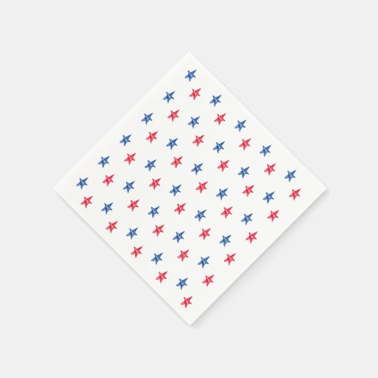 愛国赤白青手描き星かわいい スタンダードカクテルナプキン (角)