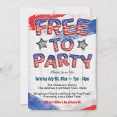 愛国赤白青気球7月4日パーティー 招待状 (正面)