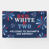 愛国赤白2歳の誕生日へようこそ 横断幕 (横)