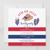 愛国赤白&ブルービーチパーティー7月4日 招待状 (正面)