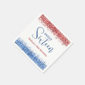 愛国赤青グリッタースウィート16誕生日パーティー スタンダードカクテルナプキン (角)