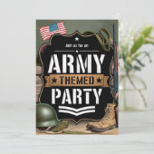 愛国軍をテーマにしたパーティー軍隊お祝い 招待状 (スタンド正面)