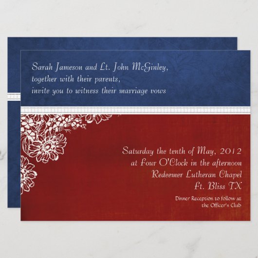 愛国軍隊フローラの結婚大きさ 招待状 (正面/裏面)