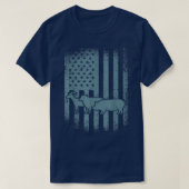 愛国農場動物米国国旗の牛の豚ヤギR Tシャツ (デザイン正面)