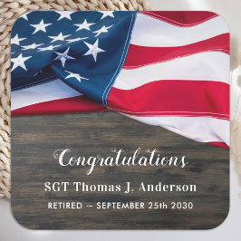 愛国退職米国国旗の軍隊 スクエアシール