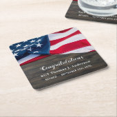 愛国退職米国国旗の軍隊 スクエアペーパーコースター (アングル)