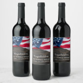 愛国退職米国国旗の軍隊 ワインラベル (ボトル)