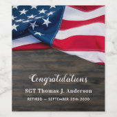 愛国退職米国国旗の軍隊 ワインラベル (シングルラベル)