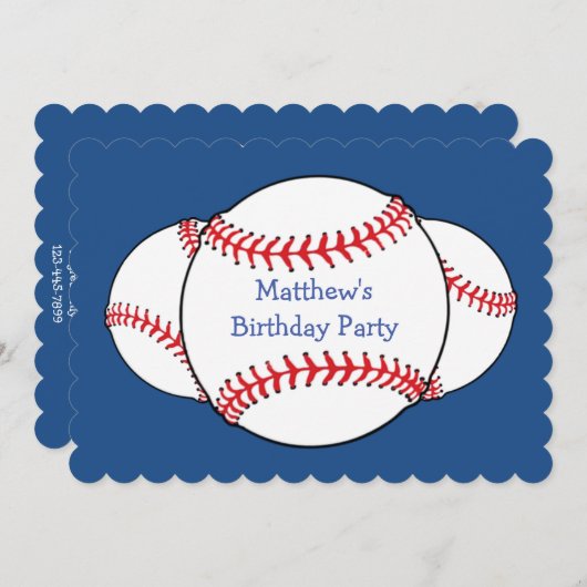 愛国野球の誕生日パーティーへの招待 招待状 (正面/裏面)