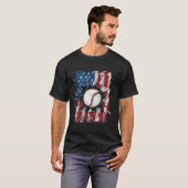 愛国野球7月4日アメリカ国旗 Tシャツ (正面フル)