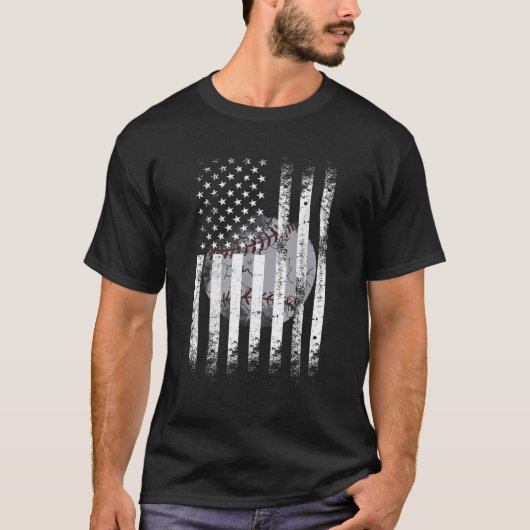 愛国野球7月4日Men USA American Fl Tシャツ (正面)