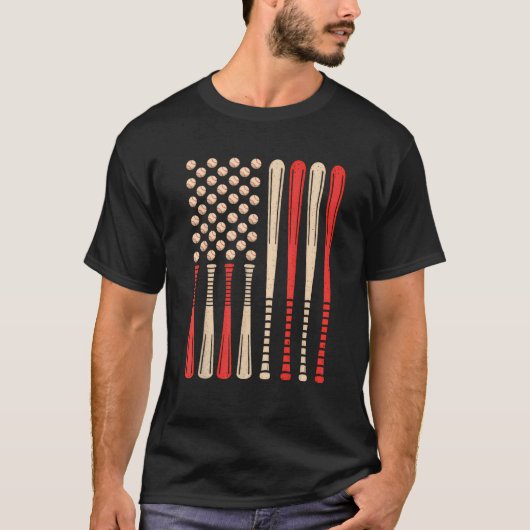 愛国野球7月4日Men USA American Fl Tシャツ (正面)