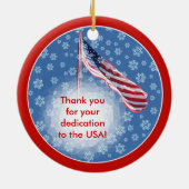 愛国雪だるまと国旗のクリスマス装飾品 セラミックオーナメント (裏面)