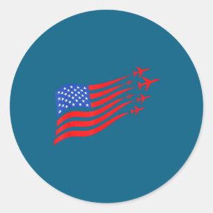 愛国飛行機 アメリカ国旗 USA ラウンドシール