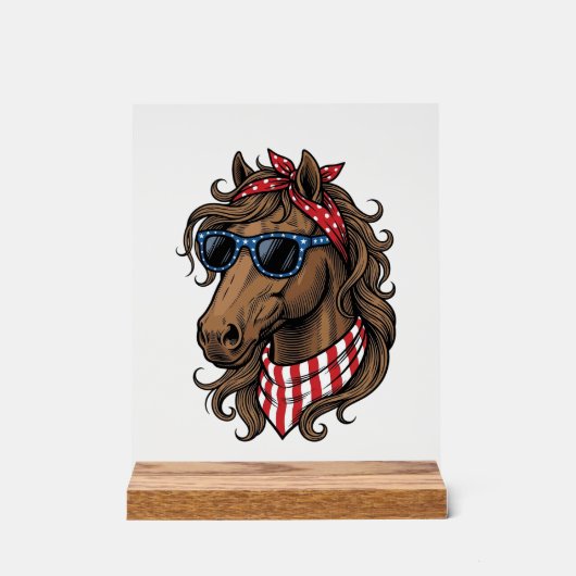 愛国馬のヘッドベクターTシャツデザイン1 アクリルサイン (正面)