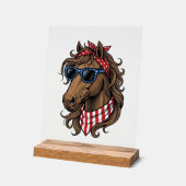 愛国馬のヘッドベクターTシャツデザイン1 アクリルサイン (傾斜)