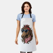 愛国馬のヘッドベクターTシャツデザイン1 エプロン (着用した状態)