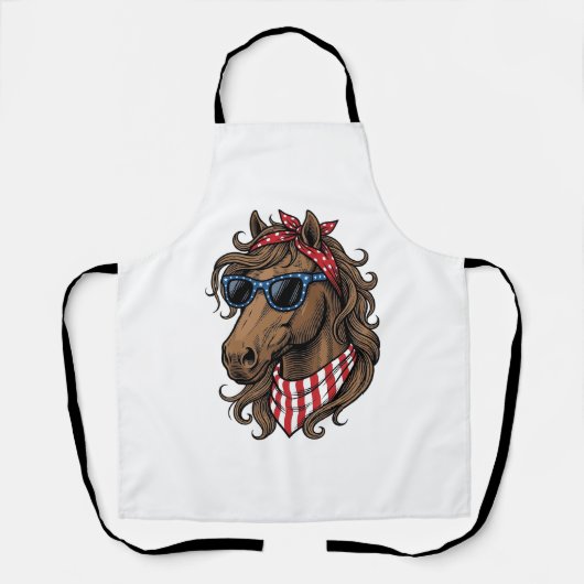 愛国馬のヘッドベクターTシャツデザイン1 エプロン (正面)