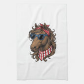 愛国馬のヘッドベクターTシャツデザイン1 キッチンタオル (縦)