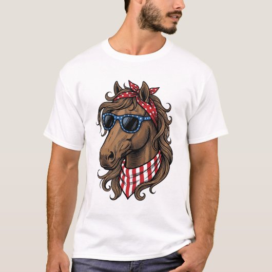 愛国馬のヘッドベクターTシャツデザイン1 Tシャツ (正面)
