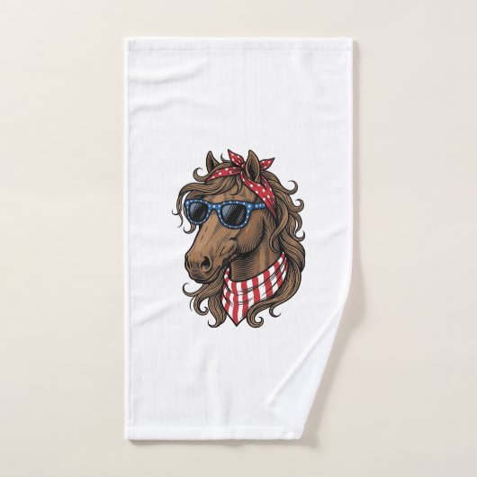 愛国馬の頭部ベクターTシャツデザイン1 ハンドタオル (ハンドタオル)