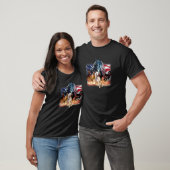 愛国馬アメリカ国旗 馬 グラフィック アメリカ Tシャツ (ユニセックス)