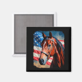 愛国馬 アメリカ国旗 馬 7月4日 マグネット (正面/裏面)