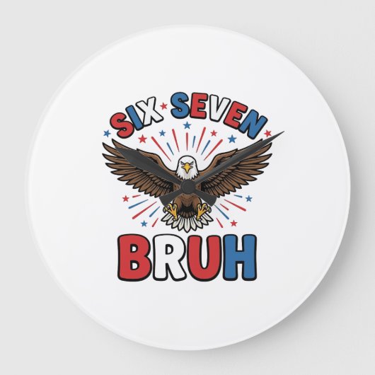 愛国鷲シックスセブン Bruh ベクター デザイン_1 ラージ壁時計 (正面)