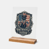愛国黒猫ベクターグラフィックTシャツ (2)_1 アクリルサイン (傾斜)