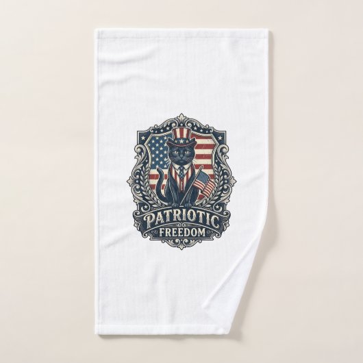 愛国黒猫ベクターグラフィックTシャツ (2)_1 ハンドタオル (ハンドタオル)