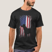 愛国黒研アメリカ国旗クールの犬 Tシャツ (正面)