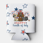 愛国7月4日犬花火可愛いアメリカ 缶クーラー (裏面)