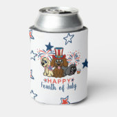 愛国7月4日犬花火可愛いアメリカ 缶クーラー (缶裏面)