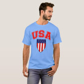 愛国 アメリカ国旗 シールド Tシャツ (正面フル)