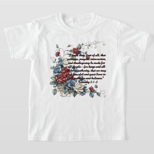 愛国 ティモテオの手紙一 2:1-2 フリース ブランケット Tシャツ (レイダウン)